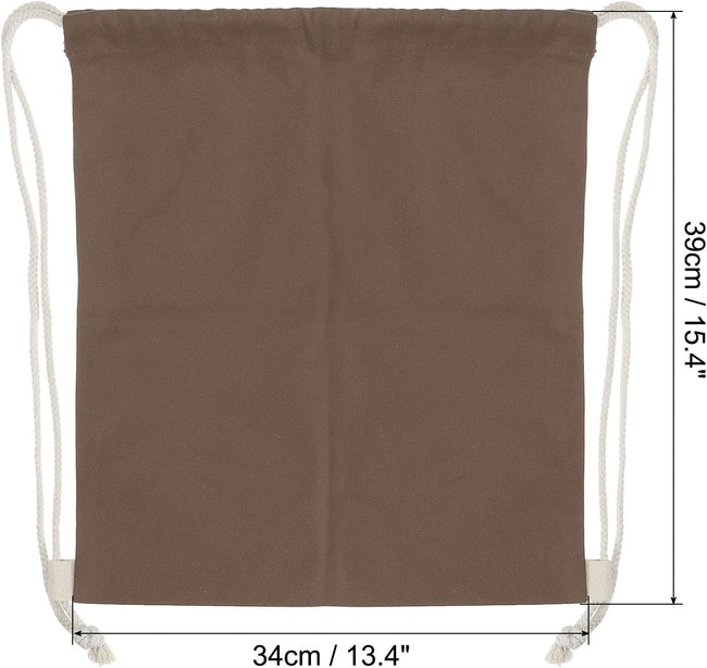 Cotton Drawstring Bags, Backpack Foldable Sports Gym Bags for Women Men Trip, Brown - Main Image