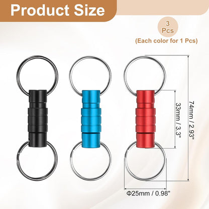 Quick Release Keychain, Detachable Pull Apart Key Rings Clip Spring Split Snap Separate Keychains Lock Holder Wine Red Blue -