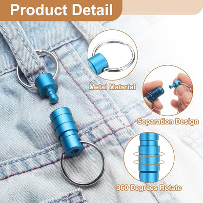 Quick Release Keychain, Detachable Pull Apart Key Rings Clip Spring Split Snap Separate Keychains Lock Holder Wine Red Blue -