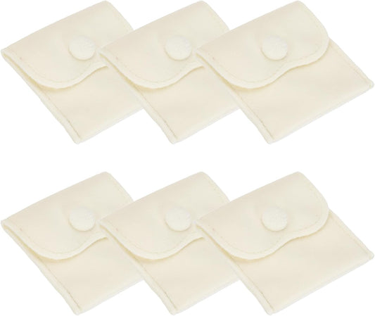 3x3 Inch Velvet Jewelry Pouches, 6 Pcs Packaging Gift Bags with Snap Button for Bracelet Necklace Rings Watch, Beige