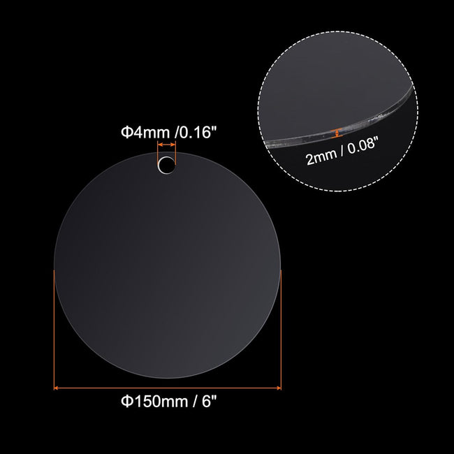 Acrylic Circle Blanks 6 Inch, 30 Pack Round Disc Ornaments with Hole for DIY Keychain Project Crafting, Clear Inch Main Image