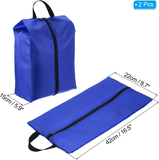 Shoe Bags for Travel, 2 Pack Portable Nylon Bag with Zipper Waterproof Storage Organizer Travel Outdoor, Blue - Main Image