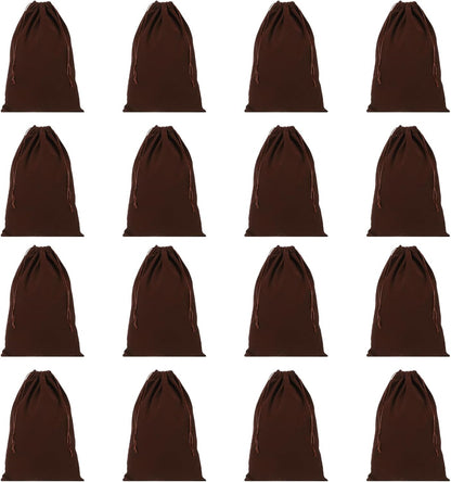 Shoe Dust Bag, 16 Pack Duster Flannel Shoes Pouch with Drawstring Washable Breathable Travel Bags for Home Luggage Storage, 12x17" Brown -