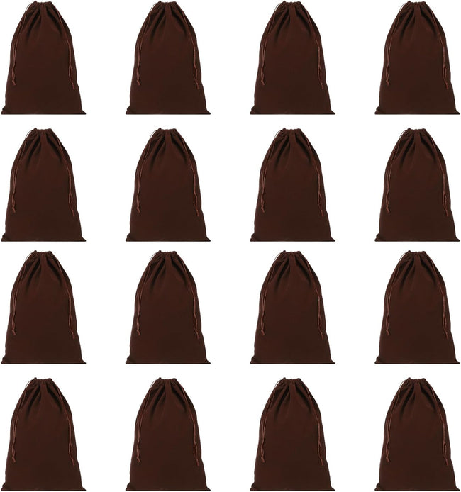 Shoe Dust Bag, 16 Pack Duster Flannel Shoes Pouch with Drawstring Washable Breathable Travel Bags for Home Luggage Storage, 12x17" Brown - Hover Image