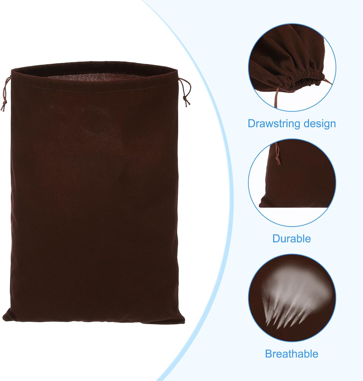 Shoe Dust Bag, 16 Pack Duster Flannel Shoes Pouch with Drawstring Washable Breathable Travel Bags for Home Luggage Storage, 12x17" Brown -
