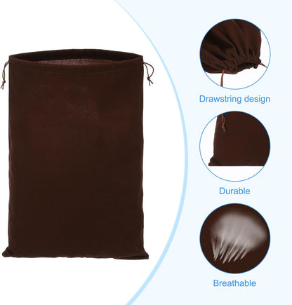 Shoe Dust Bag, 16 Pack Duster Flannel Shoes Pouch with Drawstring Washable Breathable Travel Bags for Home Luggage Storage, 12x17" Brown -