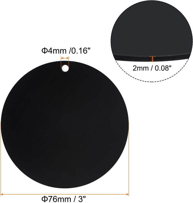 Acrylic Circle Blanks 3 Inch, 30 Pack Round Clear Disc Ornaments with Hole for DIY Keychain Project Crafting, Black Inch Main Image