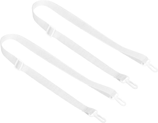 125cm x 2cm Replacement Shoulder Strap, 2 Pack Adjustable Swivel Clips Hook Buckle Slide Crossbody Bag Belt for Water Bottle Carrier Sling Bag, White -
