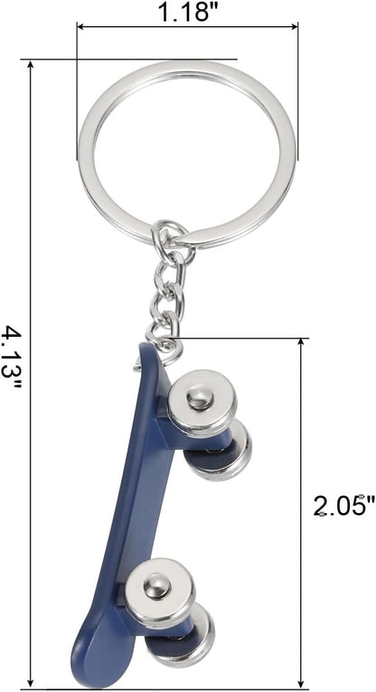 SkateBoard Hoop Keychain, Mini Cute Sports Basketball Key Chain Sport Ball Pendant Ring Bag Blue -