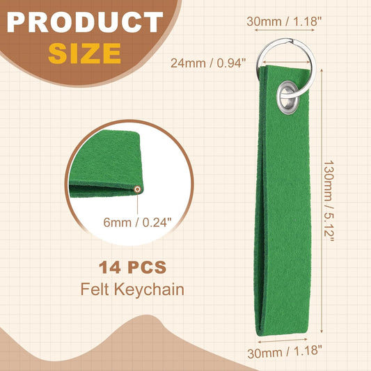 Blank Keychain, DIY Felt Metal Keychain Bag Purse Charm for Car Door Key Chains Crafts Handmade Green -