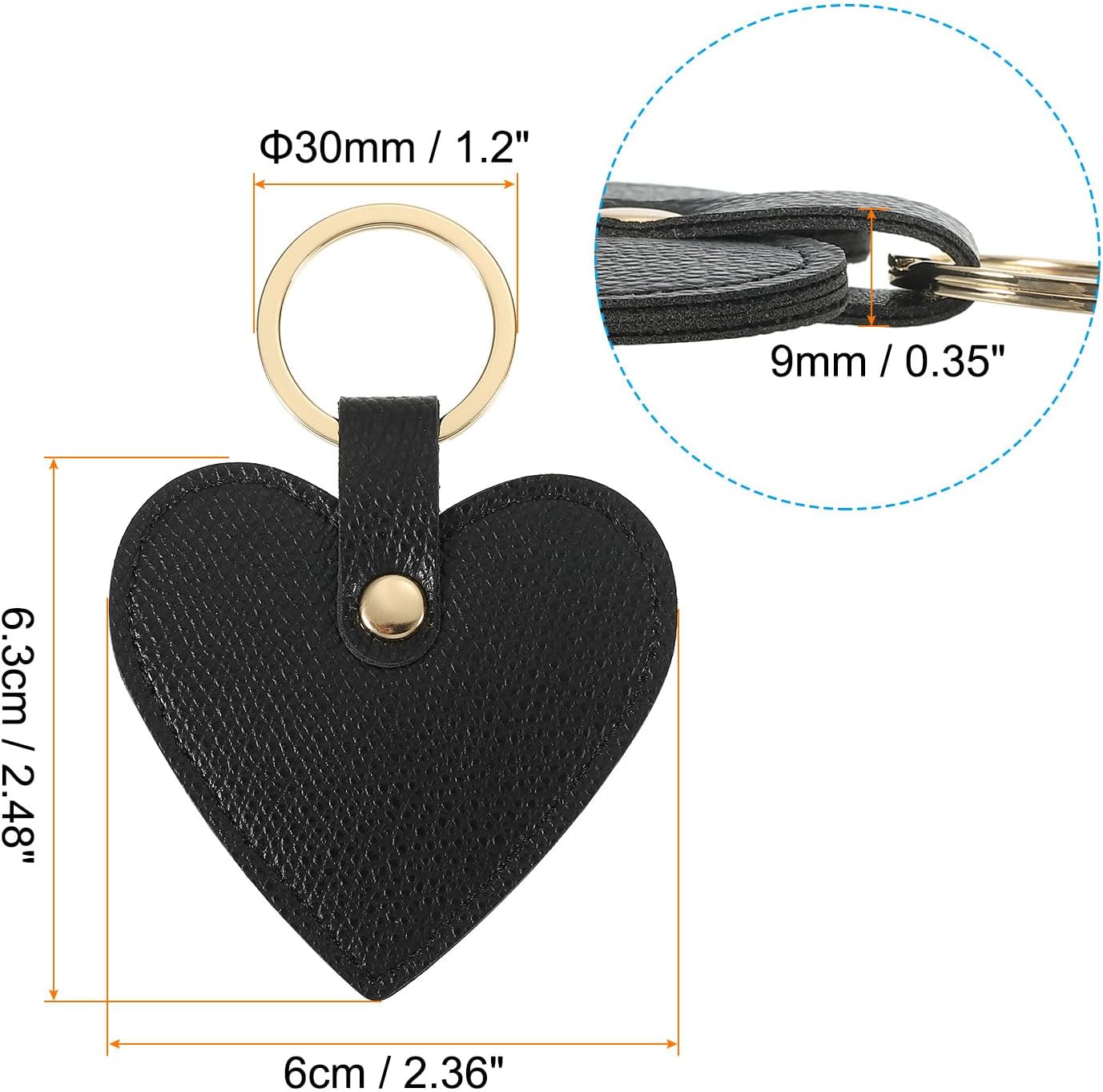 Heart Leather Keychain - Cute Valentine's Day Wedding Party Favors Black