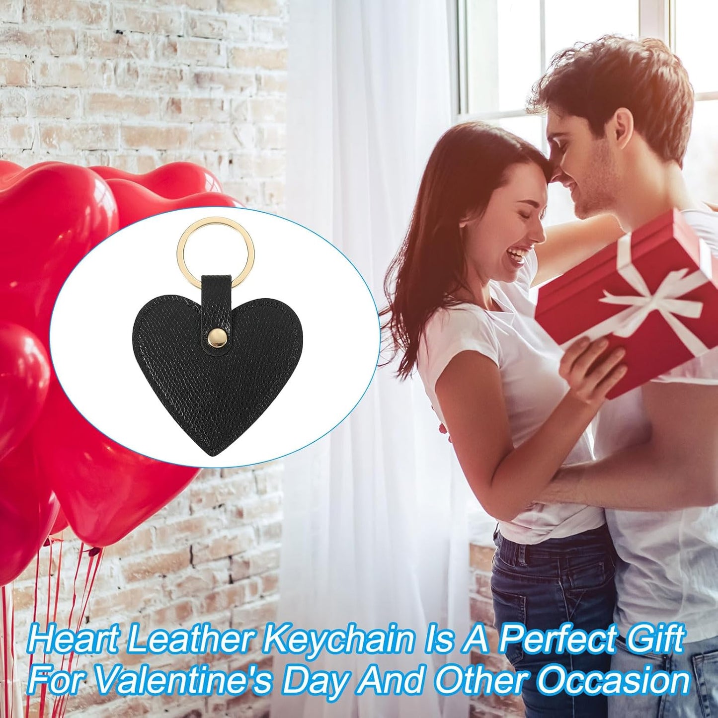 Heart Leather Keychain - Cute Valentine's Day Wedding Party Favors Black