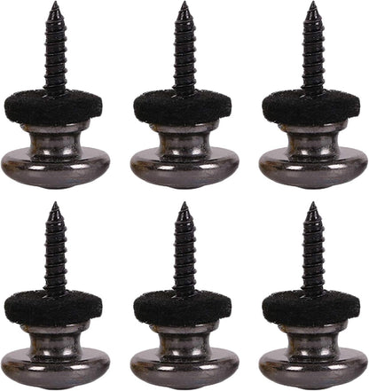 6 Pieces Mushrooms Head Guitar Strap Buttons Locks Chrome (Black) Black