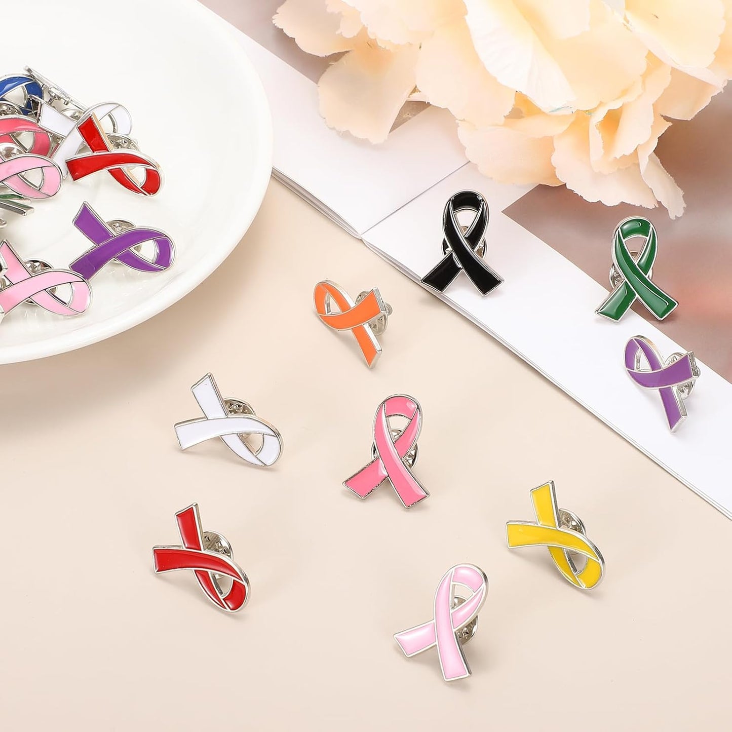 Ribbon Pins, Awareness Pins with Secure Clutch Back Enamel Lapel Brooch for Public Charity Support Fundraiser Events Yellow -
