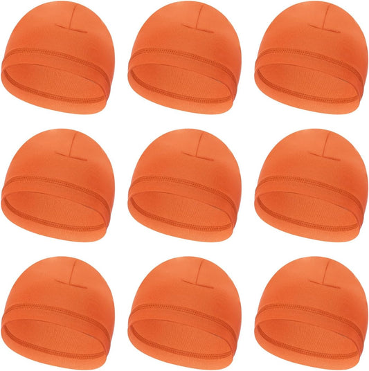 Helmet Liner Skull Cap for Men, Sweat Wicking Hats Stretchy Under Helmets Caps Orange -