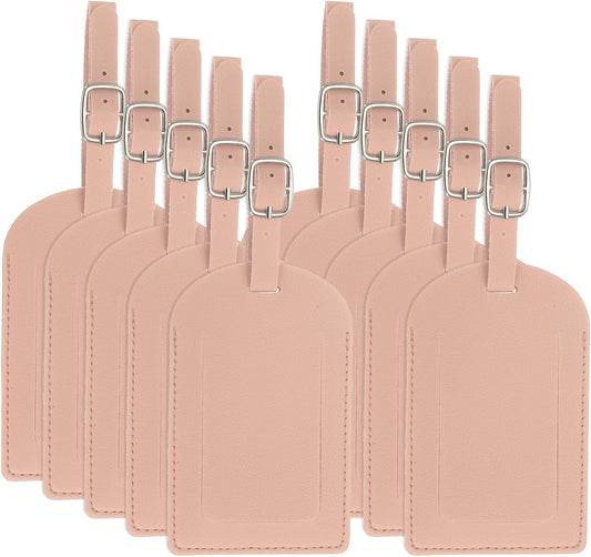 Leather Luggage Tag, 50 Pcs Tags Pu Bag for Suitcases Airplane Travel Essentials, Pink -