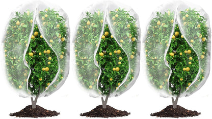 3Pcs Plant Covers from Insects, Bird Netting Barrier for Blueberry Bushes with Drawstring Zipper Mesh Garden Fruit Tree Bags Plants Net Cage Protect Tomato Vegetable Citrus, 3.3×5Ft - 3.3×5Ft/ 3pcs/