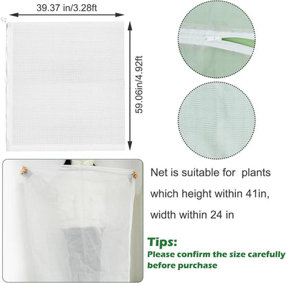 3Pcs Plant Covers from Insects, Bird Netting Barrier for Blueberry Bushes with Drawstring Zipper Mesh Garden Fruit Tree Bags Plants Net Cage Protect Tomato Vegetable Citrus, 3.3×5Ft - 3.3×5Ft/ 3pcs/