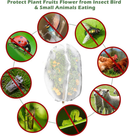 3Pcs Plant Covers from Insects, Bird Netting Barrier for Blueberry Bushes with Drawstring Zipper Mesh Garden Fruit Tree Bags Plants Net Cage Protect Tomato Vegetable Citrus, 3.3×5Ft - 3.3×5Ft/ 3pcs/