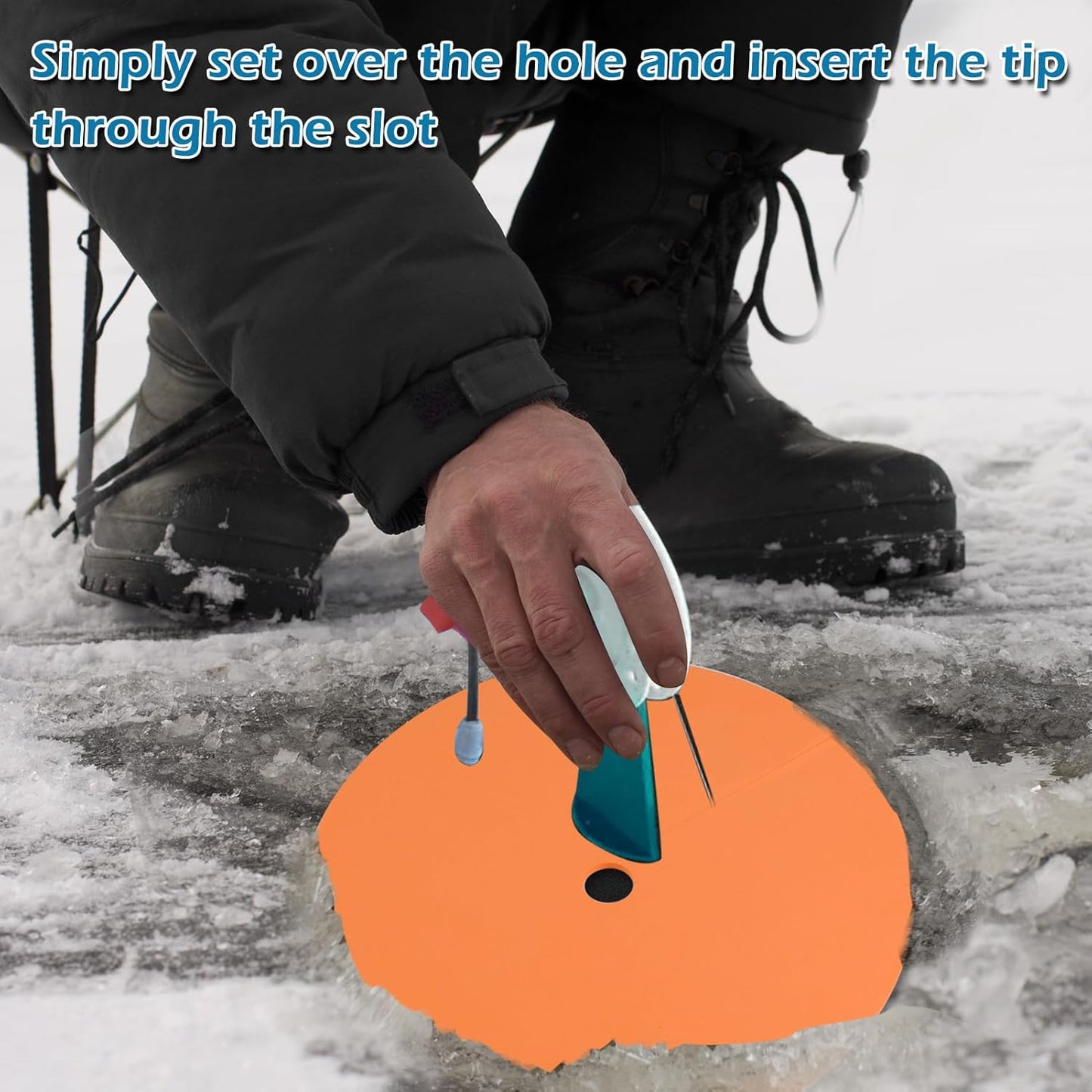 Ice Fishing Hole Covers, 12 Inch Insulator Covers Lid Fish Tip Ups Equipment Winter Accessories for Houses orange,black-6 -
