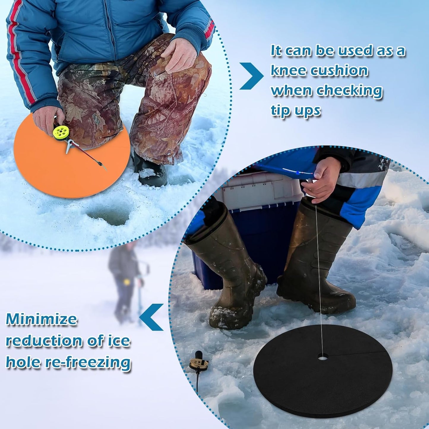Ice Fishing Hole Covers, 12 Inch Insulator Covers Lid Fish Tip Ups Equipment Winter Accessories for Houses orange,black-6 -