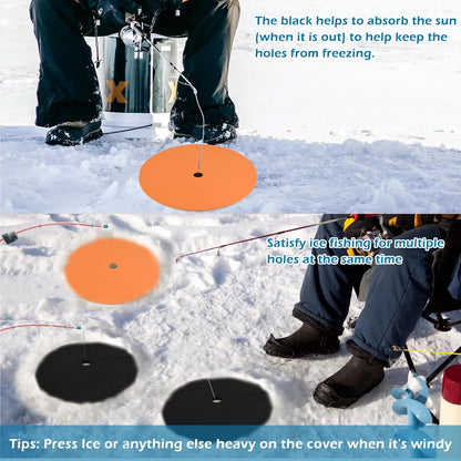 Ice Fishing Hole Covers, 12 Inch Insulator Covers Lid Fish Tip Ups Equipment Winter Accessories for Houses orange,black-6 -