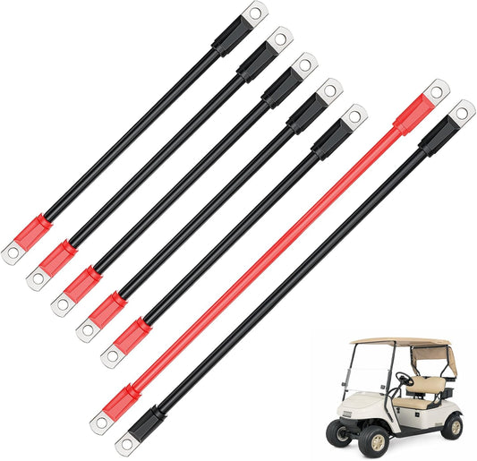 Golf Cart Battery Cables Set, 4 Guage for EZGO TXT/Medalist 1994-Up 36V 48V Models, Pure Copper Wire Kit 36V/48V - set of 7
