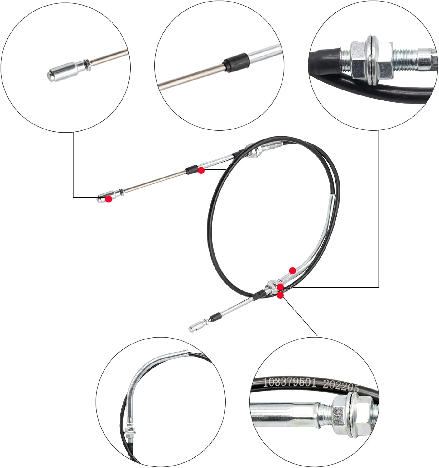 Golf Cart Transmission Shift Forward Reverse Cable for 1998-2003 Club Car DS Carts, OEM 101951501 103379501 -