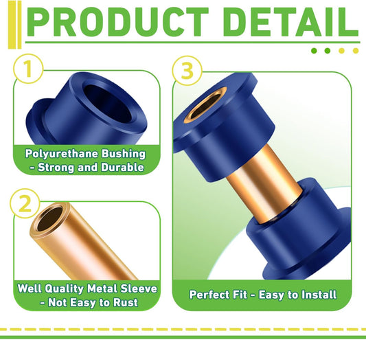 Club Car DS Bushings and Sleeve Kit, Polyurethane Kit Fits for Front Upper A Arm Suspension 1992-up Models, Replaces OEM 1016346 -