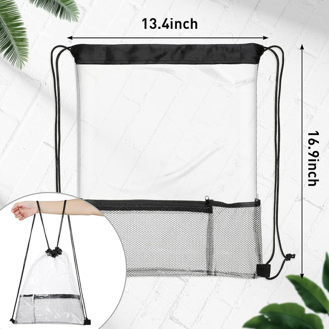 20 Pack Clear Drawstring Bags Bulk Stadium Approved Backpack for Sport Events Concerts Travel Beach - Main Image