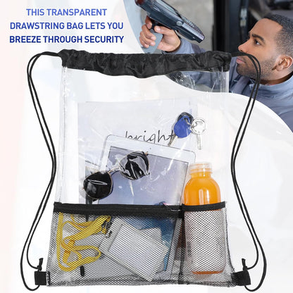 20 Pack Clear Drawstring Bags Bulk Stadium Approved Backpack for Sport Events Concerts Travel Beach -