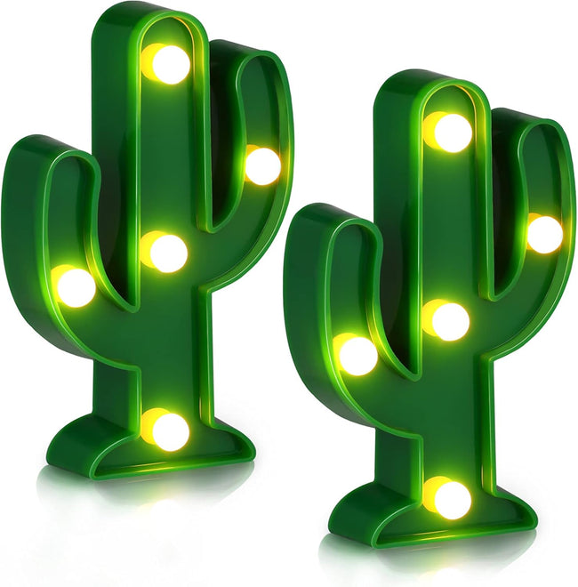 2 Pcs LED Night Light Cactus Mexican Party Decorations Cinco De Mayo Cute Lamp for Table Room Bedroom Decoration Home(4.72 x 2.76 Inch) - 4.72 Inch Hover Image