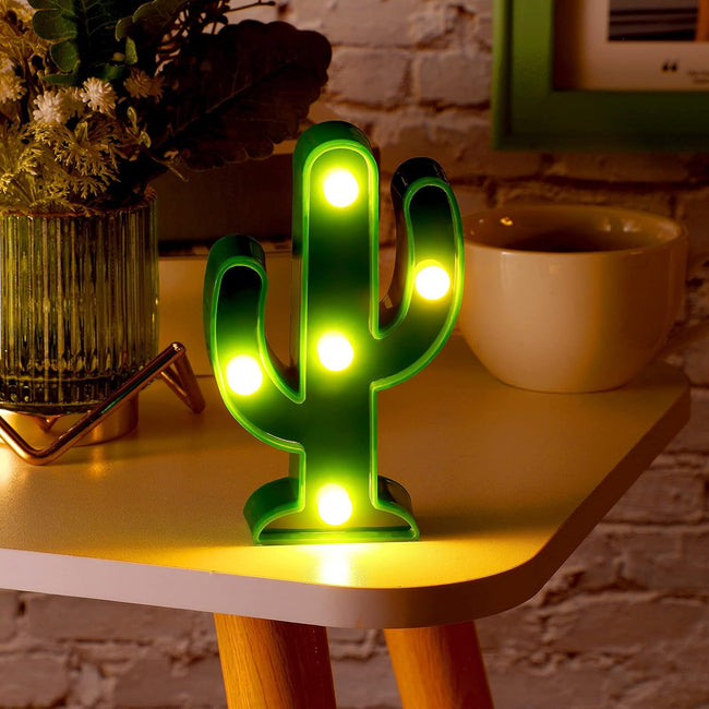 2 Pcs LED Night Light Cactus Mexican Party Decorations Cinco De Mayo Cute Lamp for Table Room Bedroom Decoration Home(4.72 x 2.76 Inch) - 4.72 Inch Main Image
