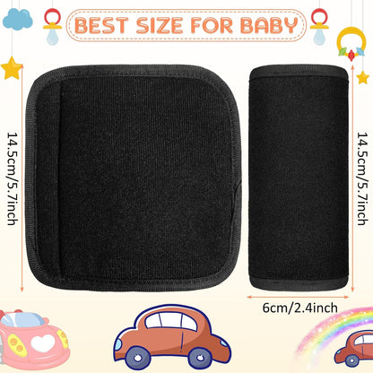 6 Pieces Car Seat Strap Pads Covers for Baby Kids, Carseat Shoulder Pads, Soft Belt Cover Infant Stroller Safety Cushion Boy and Girl, 2.4 x 5.7 Inches(Black) Black -