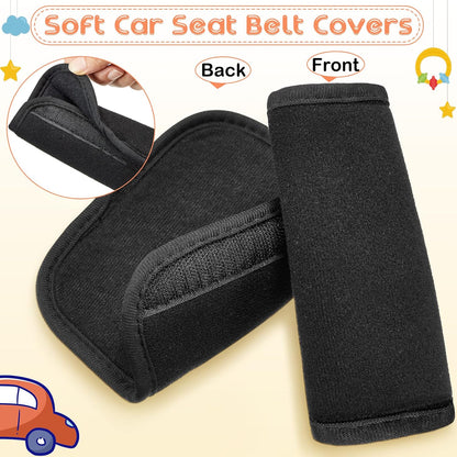 6 Pieces Car Seat Strap Pads Covers for Baby Kids, Carseat Shoulder Pads, Soft Belt Cover Infant Stroller Safety Cushion Boy and Girl, 2.4 x 5.7 Inches(Black) Black -