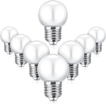 LED Night Light Bulb 1 Watt Low Wattage Bulbs 7.5 Equivalent 4511220 Lighting S11 White Lightbulb Small Globe with E26 Medium Base G45 2700k Not Dimmable for Outdoor Christmas, 8 Pieces -