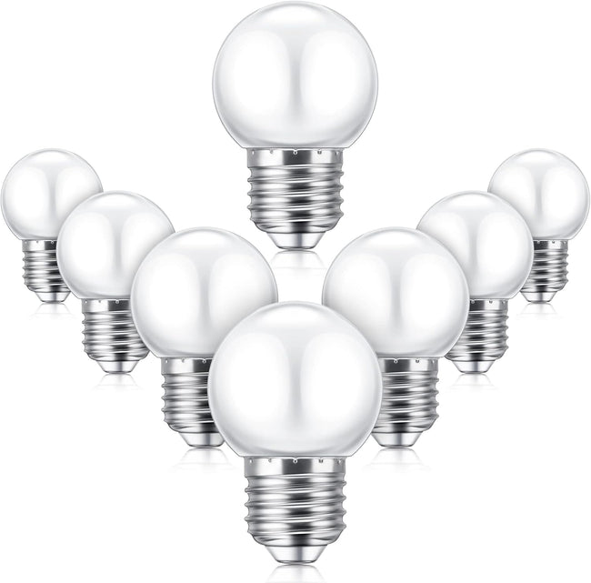 LED Night Light Bulb 1 Watt Low Wattage Bulbs 7.5 Equivalent 4511220 Lighting S11 White Lightbulb Small Globe with E26 Medium Base G45 2700k Not Dimmable for Outdoor Christmas, 8 Pieces - Hover Image
