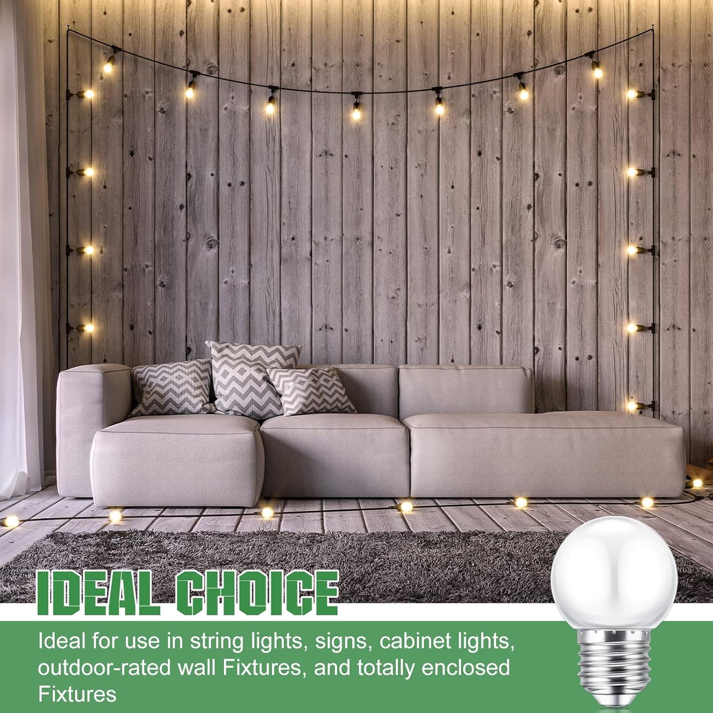 LED Night Light Bulb 1 Watt Low Wattage Bulbs 7.5 Equivalent 4511220 Lighting S11 White Lightbulb Small Globe with E26 Medium Base G45 2700k Not Dimmable for Outdoor Christmas, 8 Pieces -