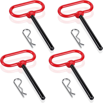 4 Pcs 3/8 x Inch Handle Hitch Pin for Tractor Trailer and Clip Tow Accessories Farm,Tractor,Turn Mower, Towing Cargo, Boat, RV, Car, Truck, Bike, ATV(Red) Red -