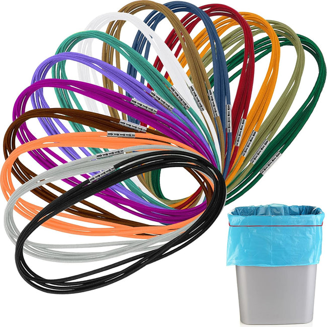 14 Pieces 4.9 Feet Trash Can Band Elastic Rubber Bands 30-64 Gallon Garbage Colorful Litter Box Loop for Outdoor, Colors - Hover Image
