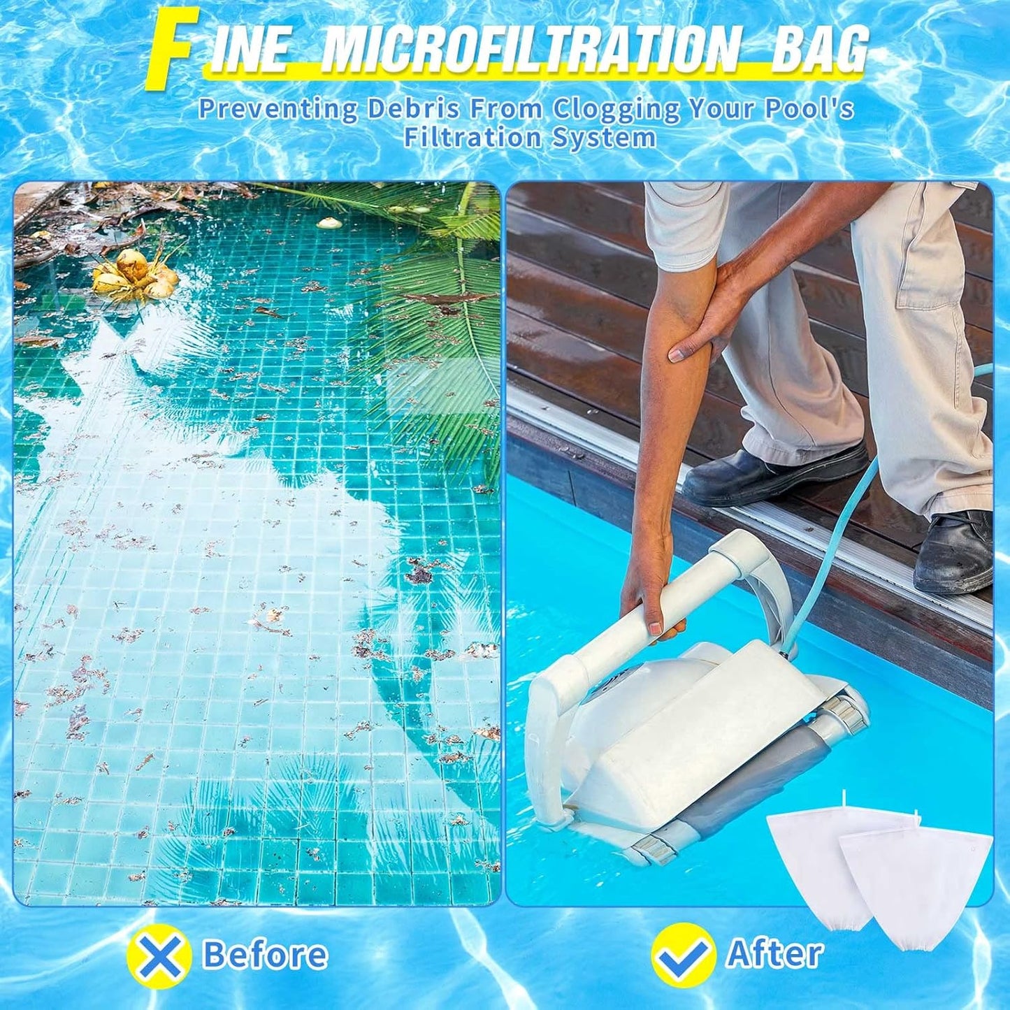 4 Pcs Pool Cleaner Fine Filter Bag Spa Part Replacement Compatible with Aquabot Products 8114 Wheeled Cleaners S2-40 S2-50 Pura 4X 5X S2-4x S2-4xi S2-5x -.