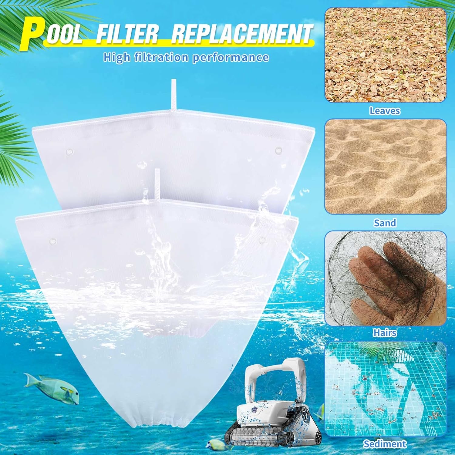 4 Pcs Pool Cleaner Fine Filter Bag Spa Part Replacement Compatible with Aquabot Products 8114 Wheeled Cleaners S2-40 S2-50 Pura 4X 5X S2-4x S2-4xi S2-5x -.