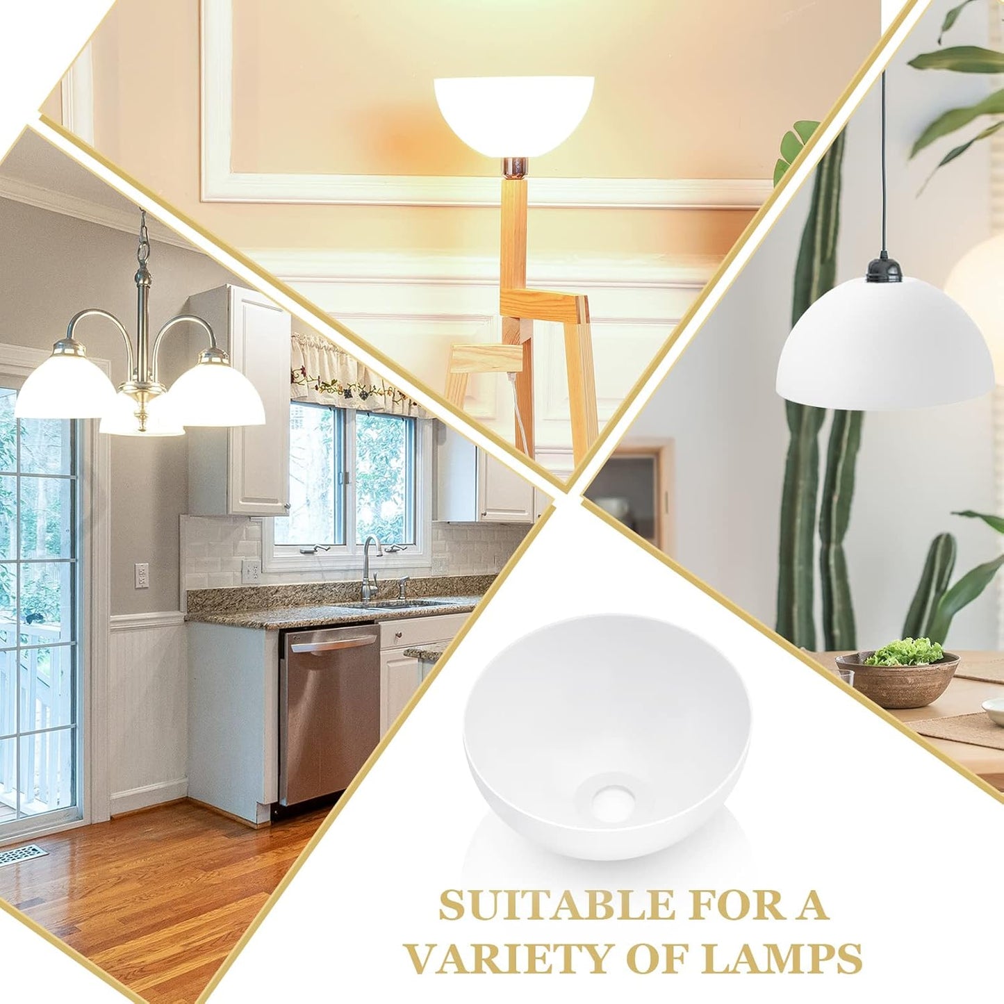 4 Packs Floor Lamp Shade 10 Inch Plastic Bowl Replacement White Lamps Shades Cover for Living Room Bedroom Upright -