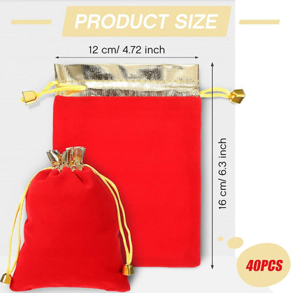 50 Pieces Velvet Bags Soft Jewelry Pouch with Drawstrings Velour Packaging Drawstring Present Bag for Candy Wedding Party Birthday Christmas Thanksgiving, 4.7 x 6.3 Inch (Red) Red 4.7x6.3 (Pack of 50)