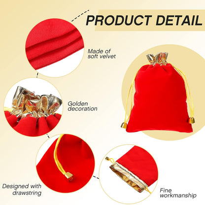 50 Pieces Velvet Bags Soft Jewelry Pouch with Drawstrings Velour Packaging Drawstring Present Bag for Candy Wedding Party Birthday Christmas Thanksgiving, 4.7 x 6.3 Inch (Red) Red 4.7x6.3 (Pack of 50)