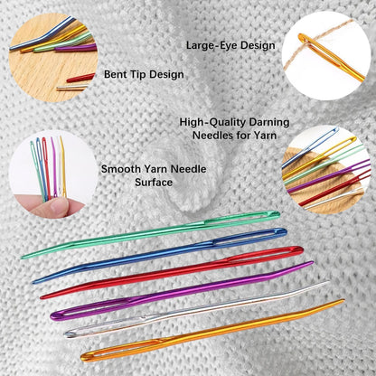 12 Pcs Yarn Needle, Crochet Tapestry Needles for Crocheting, Large-Eye Blunt Needles, Large Eye Weaving Needle with Storage Box, Darning