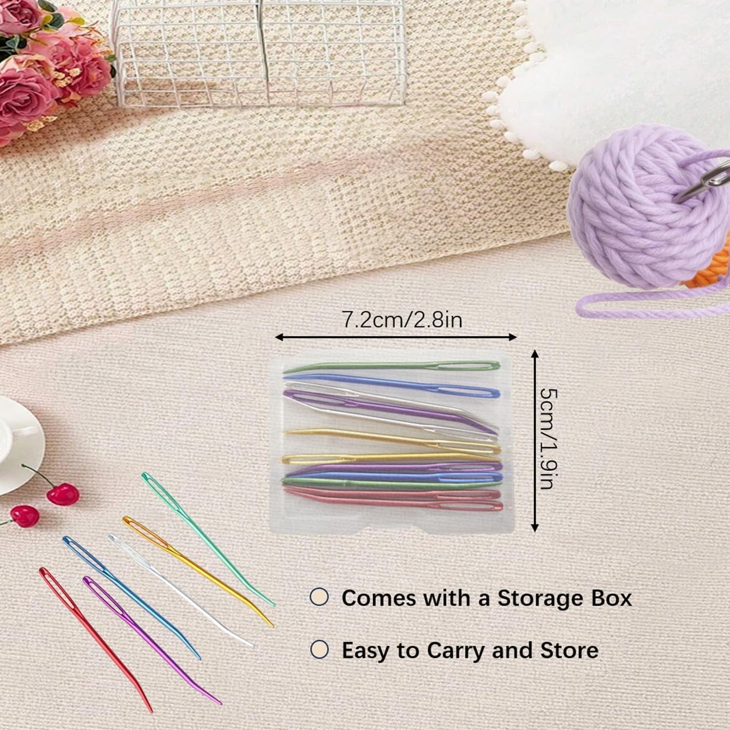 12 Pcs Yarn Needle, Crochet Tapestry Needles for Crocheting, Large-Eye Blunt Needles, Large Eye Weaving Needle with Storage Box, Darning