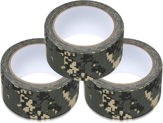 3 Rolls 2" x 32 ft Camo Tape, Self Adhesive Protective Camouflage Tape Waterproof Duct Non Reflective Fabric for Outdoor Hunting Military -