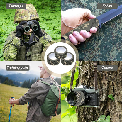 3 Rolls 2" x 32 ft Camo Tape, Self Adhesive Protective Camouflage Tape Waterproof Duct Non Reflective Fabric for Outdoor Hunting Military -