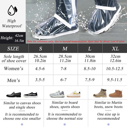Waterproof Rain Shoe Covers Men Reusable Foldable Snow Boot with Reflector Non Slip Protector for Raining Day,Cycling,Gardening,Fishing,Hiking, Farming Transparent X-Large